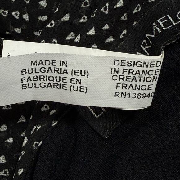 Lise Charmel France Rare Maxi Dress Modest Sz S Long Sleeves Black Tiny Print - Picture 15 of 16